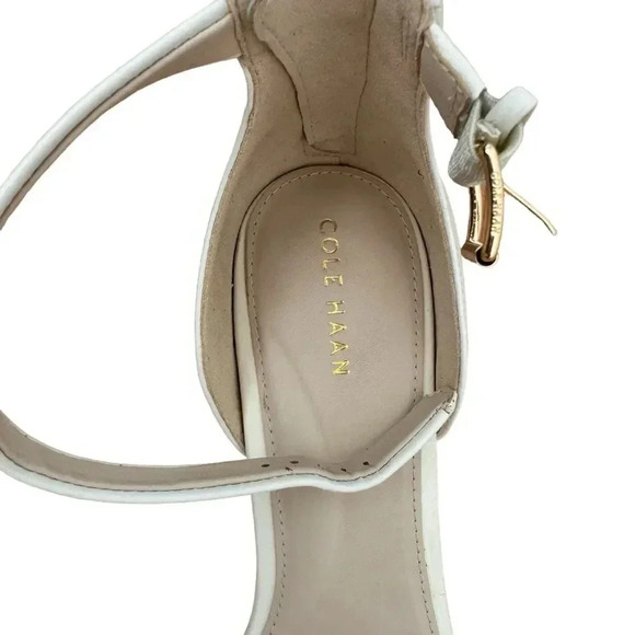 Cole Haan White Abriella Wedge Heel Sandals Ankle Strap Back Zip Open Toe 8 NEW - Picture 6 of 11